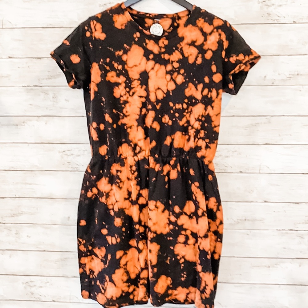 Handmade Tie Dye Gathered Waist Knee Length Dress